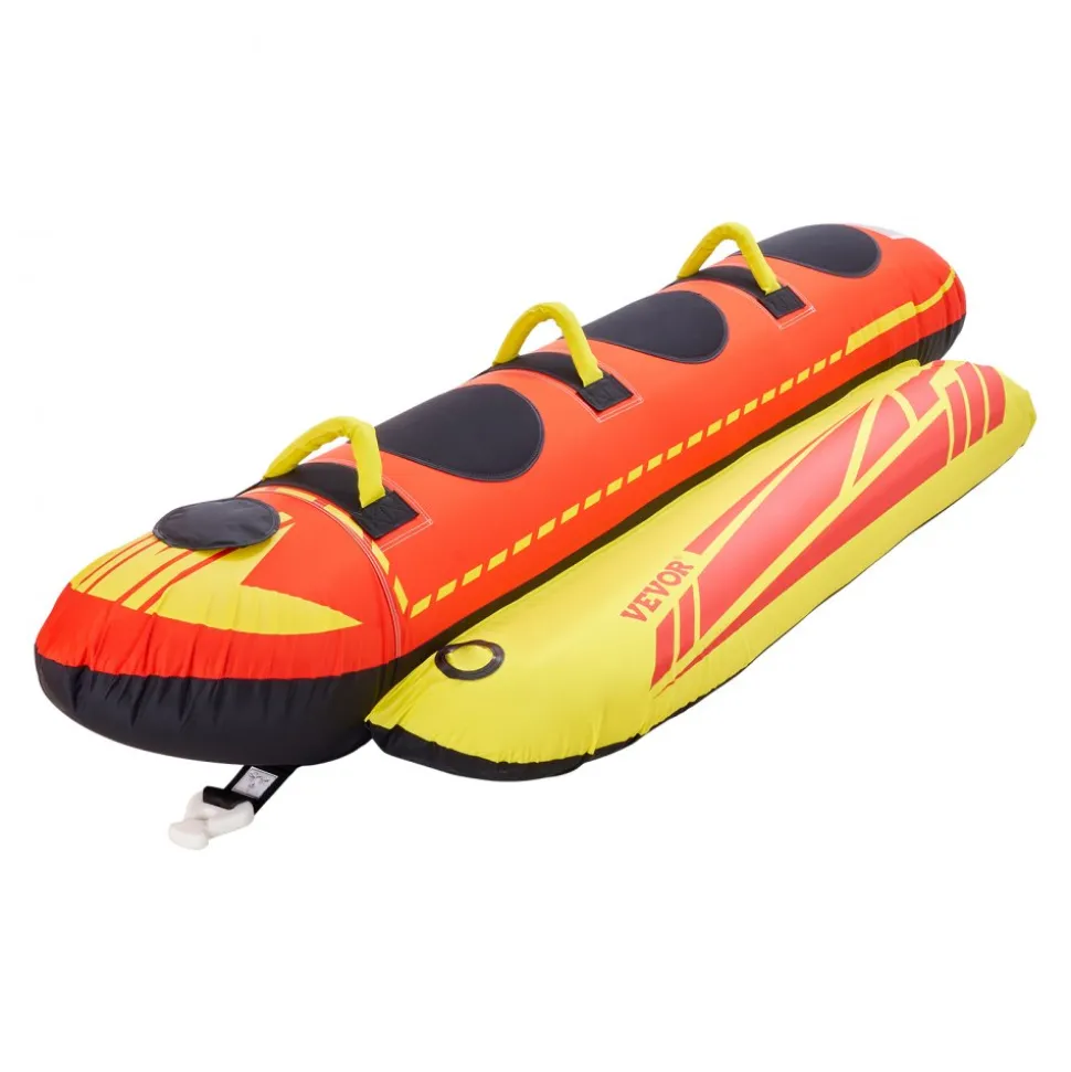 VEVOR Towable Tubes for Boating, 5 Riders Inflatable Boat Tubes and Towables, 850 lbs Capacity Water Sport Tube for Boat to Pull - with Full Nylon Cover, Padded Grip Handles & Safety Valve
