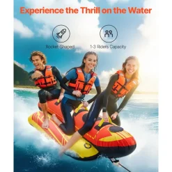 VEVOR Towable Tubes for Boating, 5 Riders Inflatable Boat Tubes and Towables, 850 lbs Capacity Water Sport Tube for Boat to Pull - with Full Nylon Cover, Padded Grip Handles & Safety Valve