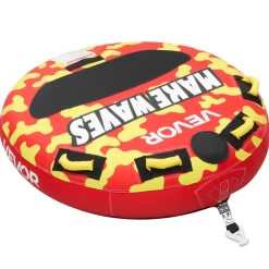 VEVOR Towable Tubes for Boating, 2-Rider Inflatable Boat Tubes and Towables, 340lbs Capacity Water Sport Tube for Boat to Pull - with Anti-Slip Pad, Full Nylon Cover, Padded Handles & Safety Valve