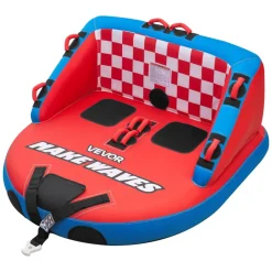 VEVOR Towable Tubes for Boating, 2-Rider Inflatable Boat Tubes and Towables, 340lbs Capacity Water Sport Tube for Boat to Pull - with Anti-Slip Pad, Full Nylon Cover, Padded Handles & Safety Valve