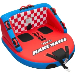 VEVOR Towable Tubes for Boating, 2-Rider Inflatable Boat Tubes and Towables, 340lbs Capacity Water Sport Tube for Boat to Pull - with Anti-Slip Pad, Full Nylon Cover, Padded Handles & Safety Valve