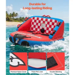 VEVOR Towable Tubes for Boating, 2-Rider Inflatable Boat Tubes and Towables, 340lbs Capacity Water Sport Tube for Boat to Pull - with Anti-Slip Pad, Full Nylon Cover, Padded Handles & Safety Valve