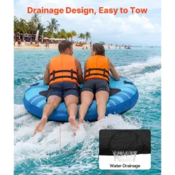 VEVOR Towable Tubes for Boating, 3-Rider Inflatable Boat Tubes and Towables, 510lbs Capacity Water Sport Tube for Boat to Pull - with Anti-Slip Pad, Full Nylon Cover, Padded Handles & Safety Valve