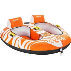 VEVOR Towable Tubes for Boating 2 Person, Inflatable Boat Tubes and Towables with 2 Cockpits, 340lbs Water Sport Tubes for Boat to Pull - with 840D Full Nylon Cover, Padded Grab Handles & Safety Valve