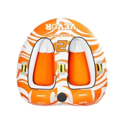 VEVOR Towable Tubes for Boating 2 Person, Inflatable Boat Tubes and Towables with 2 Cockpits, 340lbs Water Sport Tubes for Boat to Pull - with 840D Full Nylon Cover, Padded Grab Handles & Safety Valve