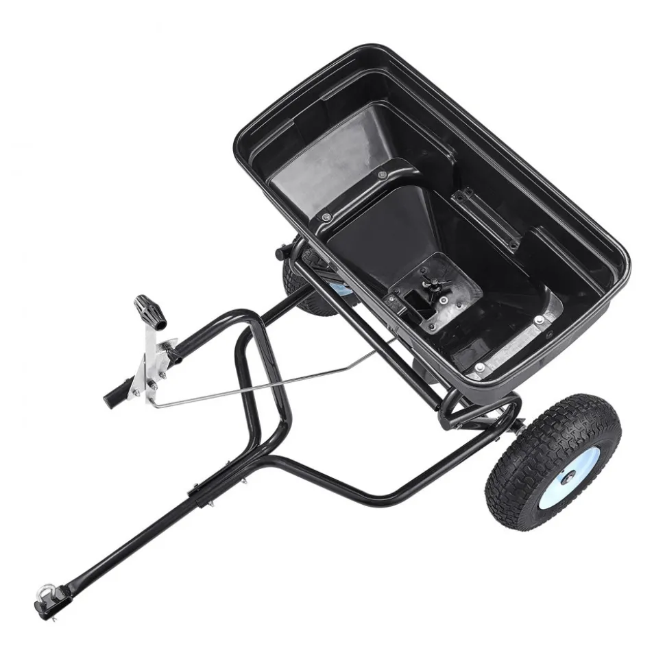 VEVOR Tow Behind Broadcast Spreader, 130LBS Capacity, Tow/Push Garden Spreader with 13 in Tires, 30 Adjustable Setting & 9.8 ft Spreading Width, Lawn Spreaders for Seed, Fertilizer, Salt, Ice Melt