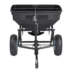 VEVOR Tow Behind Broadcast Spreader, 130LBS Capacity, Tow/Push Garden Spreader with 13 in Tires, 30 Adjustable Setting & 9.8 ft Spreading Width, Lawn Spreaders for Seed, Fertilizer, Salt, Ice Melt