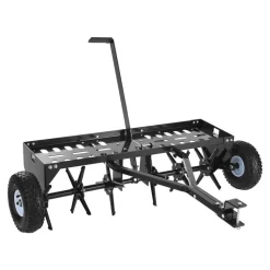 VEVOR Tow Behind Plug Aerator, 40 in Lawn Core Aerator Tool Universal Hitch, 120lbs Weight Capacity, Heavy Duty  & Rust-Resistant, Pull Behind Spike Aerators with Tray for Farmland & Garden Tractors
