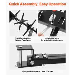 VEVOR Tow Behind Plug Aerator, 40 in Lawn Core Aerator Tool Universal Hitch, 120lbs Weight Capacity, Heavy Duty  & Rust-Resistant, Pull Behind Spike Aerators with Tray for Farmland & Garden Tractors