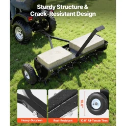 VEVOR Tow Behind Plug Aerator, 40 in Lawn Core Aerator Tool Universal Hitch, 120lbs Weight Capacity, Heavy Duty  & Rust-Resistant, Pull Behind Spike Aerators with Tray for Farmland & Garden Tractors