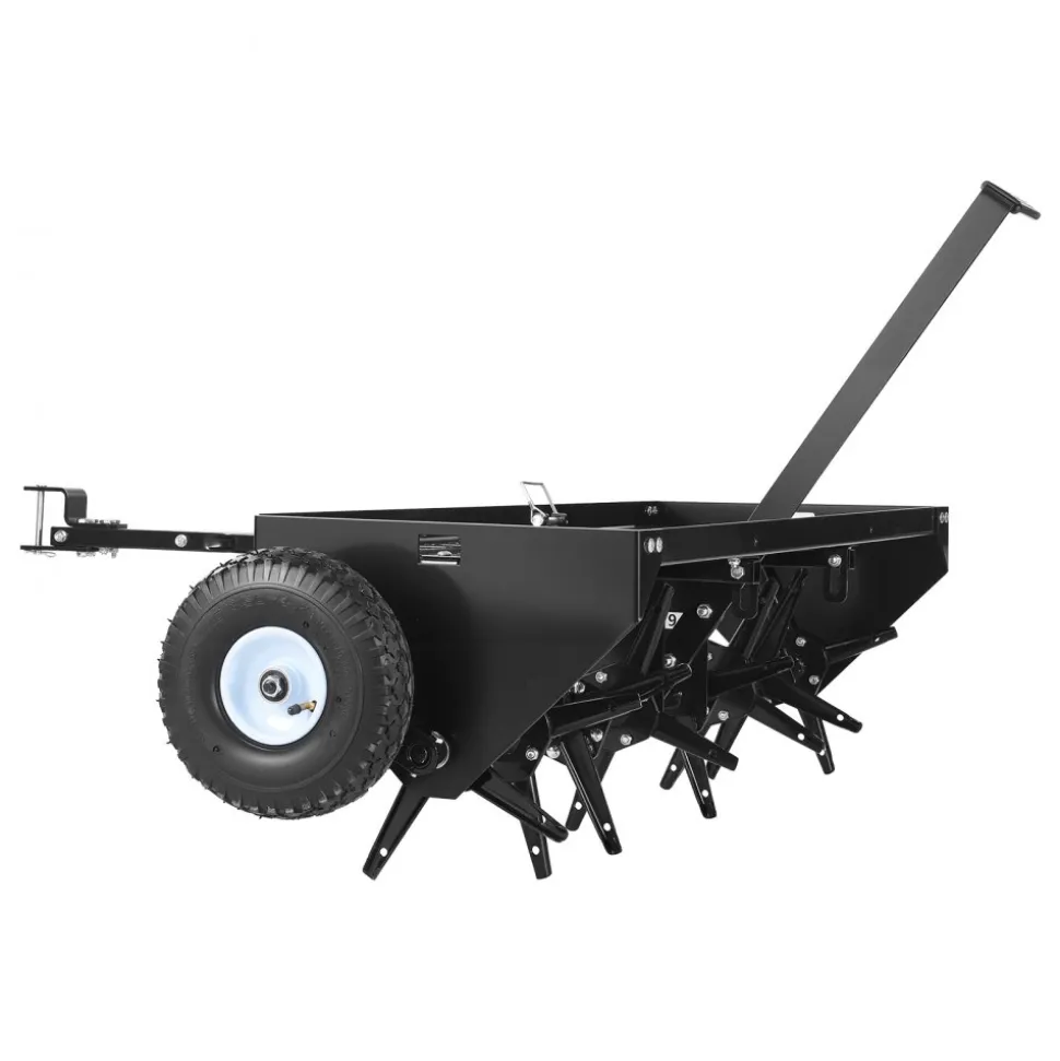 VEVOR Tow Behind Plug Aerator, 40 in Lawn Spike Aerator with Universal Hitch, 150lbs Weight Capacity, Heavy Duty & Rust-Resistant, Pull Behind Aeration Tool with Tray for Farmland & Garden Tractors