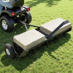 VEVOR Tow Behind Plug Aerator, 40 in Lawn Spike Aerator with Universal Hitch, 150lbs Weight Capacity, Heavy Duty & Rust-Resistant, Pull Behind Aeration Tool with Tray for Farmland & Garden Tractors