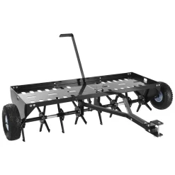 VEVOR Tow Behind Plug Aerator, 40 in Lawn Spike Aerator with Universal Hitch, 150lbs Weight Capacity, Heavy Duty & Rust-Resistant, Pull Behind Aeration Tool with Tray for Farmland & Garden Tractors