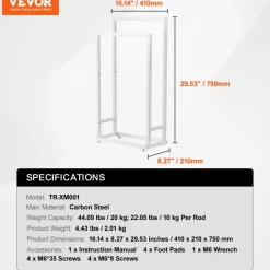 VEVOR Towel Rack, 2 Bars Metal Outdoor Towel Holder, Freestanding Pool Towel Hanger Stand Next to Hot Tub, Outdoor or Indoor Quilt Drying Rack Organizer, Ideal for Poolside, Bathroom, Spa, White