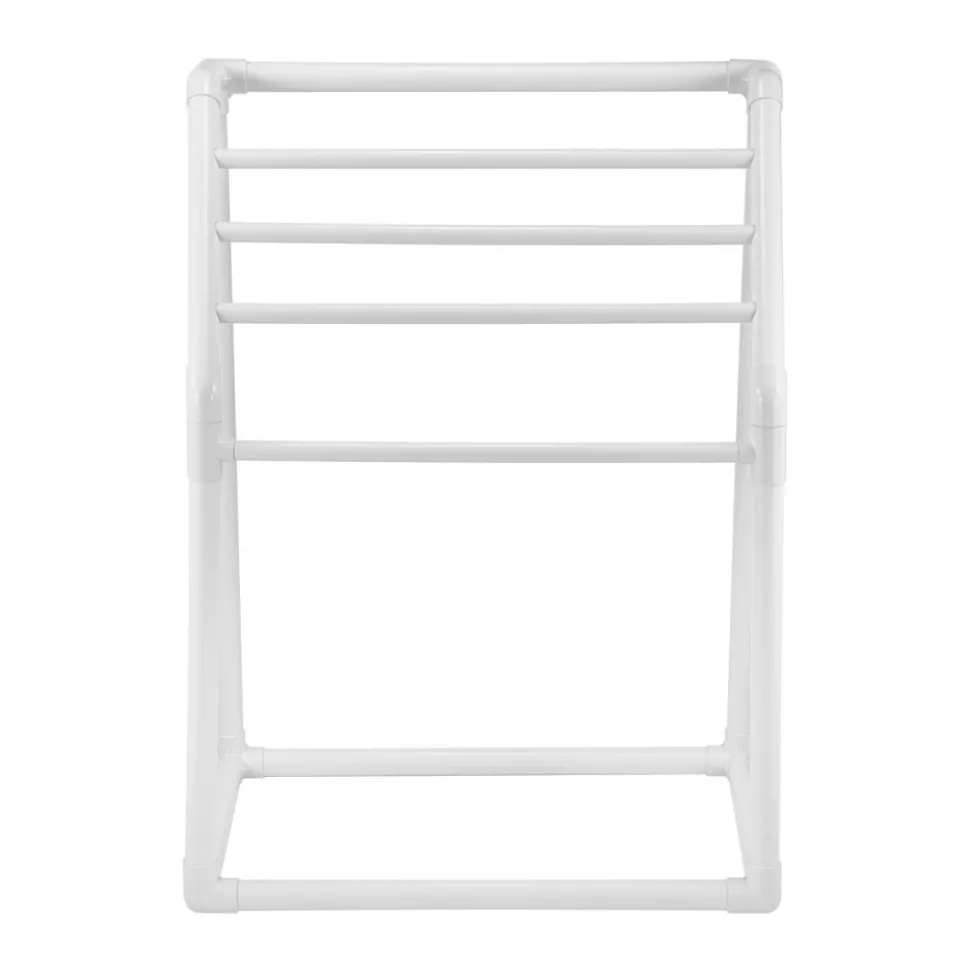 VEVOR Towel Rack, 8 Bars Outdoor PVC Towel Holder, Freestanding Pool Towel Hanger Stand Next to Hot Tub, Outdoor Indoor Quilt Drying Rack Organizer, Ideal for Poolside, Bathroom, Spa, White