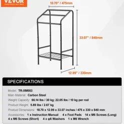 VEVOR Towel Rack, 3 Bars Outdoor Towel Holder with Metal Base, Freestanding Pool Towel Hanger Stand Next to Hot Tub, Outdoor Indoor Quilt Drying Rack Organizer, Ideal for Pool, Bathroom, Spa, Black
