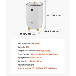 VEVOR Towel Warmers for Bathroom, 35 L Towel Warmer Bucket, Towel Dryer with Auto Shut Off for Spa Fits up to 6 Oversized Bath Towels, Blankets, Clothes, Bathrobes, PJ's and More