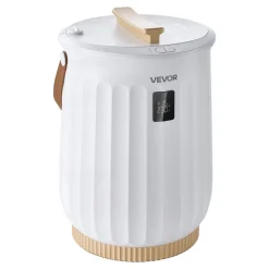 VEVOR Towel Warmers for Bathroom 20L Heated Towel Bucket with LED Display, Rapid Heating, 4 Adjustable Timer, Wood Handle, Auto Shut Off, Fits Oversized Towels, Blankets, Bathrobes, for Women, White