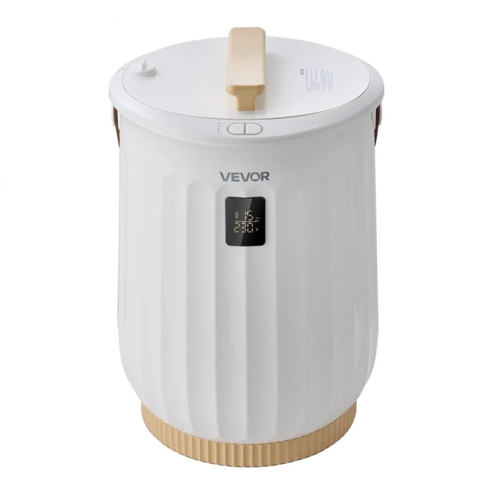 VEVOR Towel Warmers for Bathroom 20L Heated Towel Bucket with LED Display, Rapid Heating, 4 Adjustable Timer, Wood Handle, Auto Shut Off, Fits Oversized Towels, Blankets, Bathrobes, for Women, White