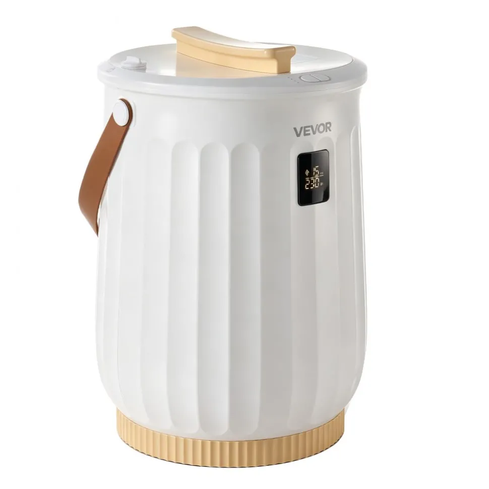 VEVOR Towel Warmers for Bathroom 20L Heated Towel Bucket with LED Display, Rapid Heating, 4 Adjustable Timer, Wood Handle, Auto Shut Off, Fits Oversized Towels, Blankets, Bathrobes, for Women, White