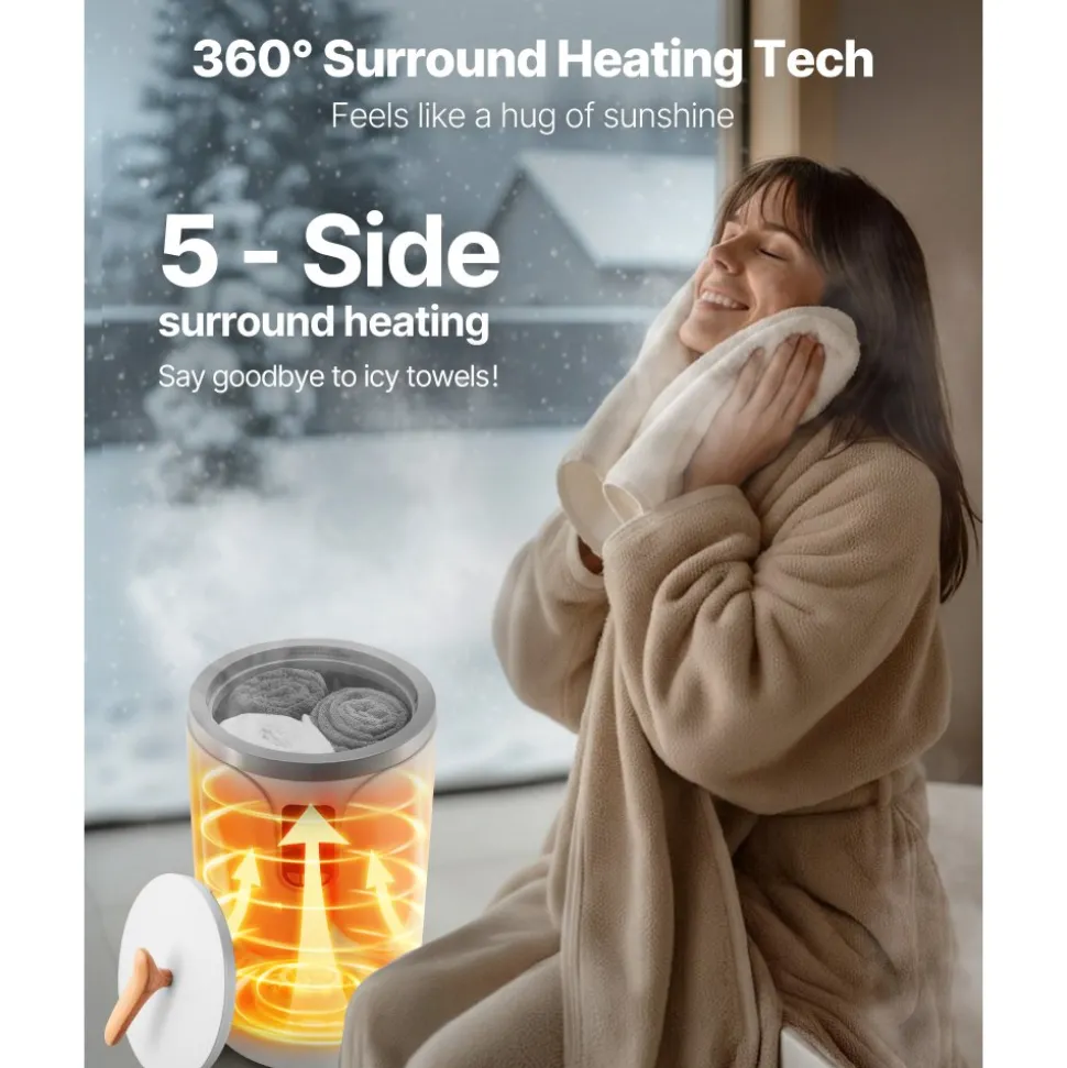 VEVOR Towel Warmers for Bathroom, Towel Warmer Bucket with 24H Delay Timer & Child Lock & Auto Shut Off for Spa Fits up to 3 Oversized Bath Towels, Blankets, Clothes, Bathrobes, PJ's and More