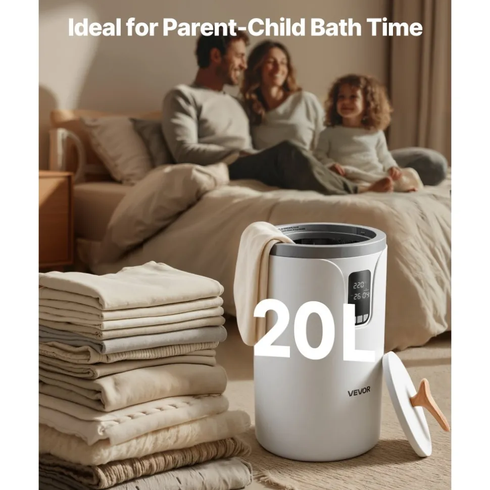 VEVOR Towel Warmers for Bathroom, Towel Warmer Bucket with 24H Delay Timer & Child Lock & Auto Shut Off for Spa Fits up to 3 Oversized Bath Towels, Blankets, Clothes, Bathrobes, PJ's and More