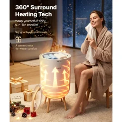 VEVOR Towel Warmers for Bathroom with Bluetooth Speaker and Ambient Light, Rapid Heated Towel Bucket, Auto Shut Off, 4 Adjustable Timer, Fits Oversized Towels, Blankets, Bathrobes, for Women, White