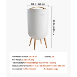 VEVOR Towel Warmers for Bathroom with Bluetooth Speaker and Ambient Light, Rapid Heated Towel Bucket, Auto Shut Off, 4 Adjustable Timer, Fits Oversized Towels, Blankets, Bathrobes, for Women, White