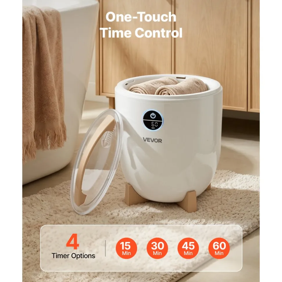 VEVOR Towel Warmers for Bathroom, Towel Warmer Bucket with Child Lock & High-Temp Indicator & 24H Delay Timer & Auto Shut Off Fits up to 4 Oversized Bath Towels, Blankets, Clothes, Bathrobes and More