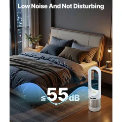 VEVOR Tower Fan Bladeless, 16.4ft/s Velocity Floor Fan that Blows Cold Air, 80° Oscillating 8-Speed Fans, 8H Timer, Standing Fans with H13 HEPA Filtration, Remote Control & Air Purification Mode