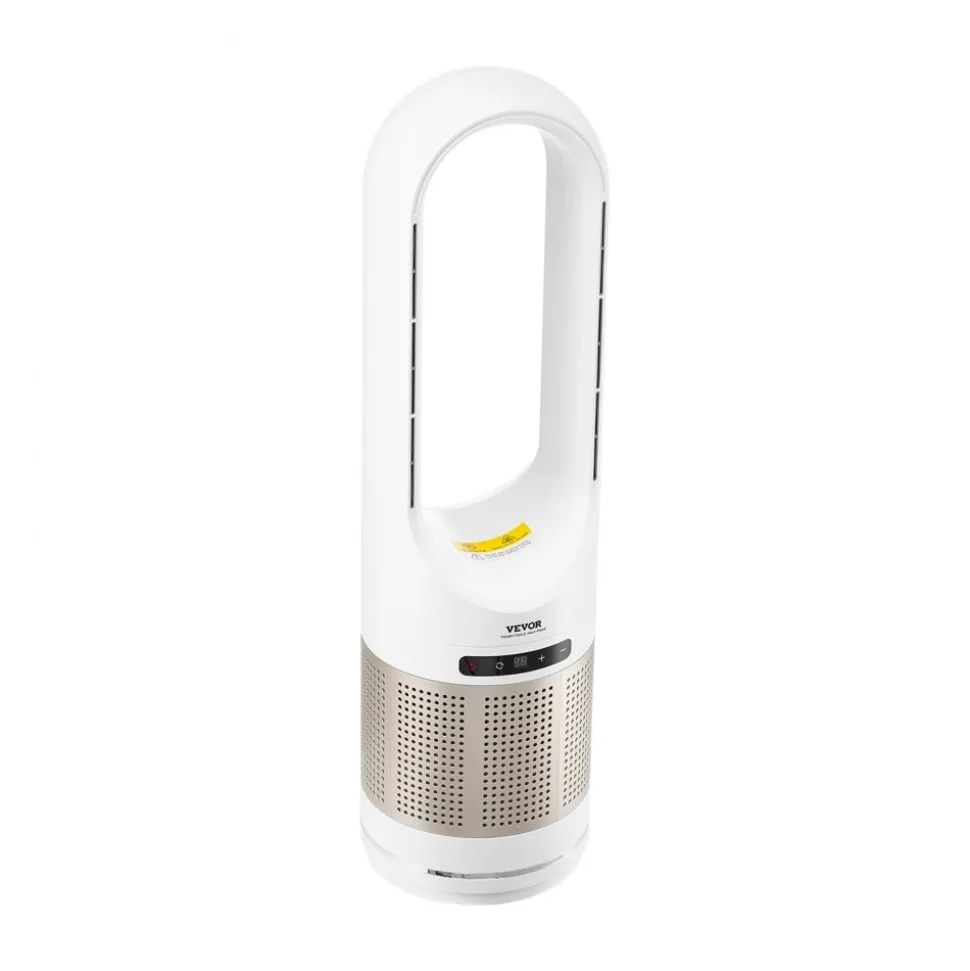 VEVOR Tower Fan Bladeless, 16.4ft/s Velocity Floor Fan that Blows Cold Air, 80° Oscillating 8-Speed Fans, 8H Timer, Standing Fans with H13 HEPA Filtration, Remote Control & Air Purification Mode