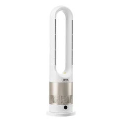 VEVOR Tower Fan Bladeless, 16 ft/s Velocity Quiet Floor Fan that Blows Cold & Heating Air, 80° Oscillating Fans with 8 Speeds, 9H Timer, Standing Fans with Remote Control for Bedroom, Office, Home