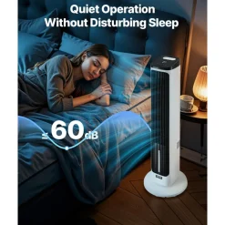 VEVOR Tower Fan, 23.3ft/s Velocity Quiet Floor Fan, 70° Oscillating Fans for Indoors with 9 Speeds, 4 Modes, 24H Timer, Portable Standing Bladeless Fan with Remote Control for Bedroom, Office, Home