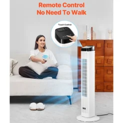 VEVOR Tower Fan, 22 ft/s Velocity Quiet Floor Fan, 70° Oscillating Fans for Indoors with 3 Speeds, 4 Modes, 12H Timer, Portable Standing Bladeless Fan with Remote Control for Bedroom, Office, Home