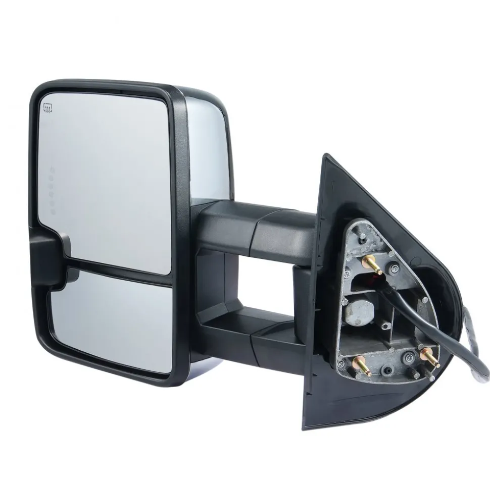 VEVOR Towing Mirrors, Left & Right Pair Set for Chevrolet Silverado (2003-2007)/GMC/Cadillac, Power Heated Tow Mirror with Signal Light, Manual Controlling Telescoping Folding, Heating Defrost, Silver