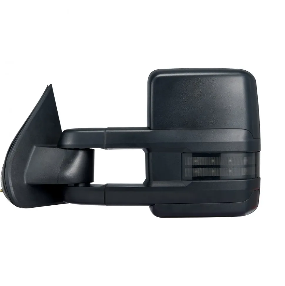 VEVOR Towing Mirrors, Left & Right Pair Set for Chevrolet Silverado (2003-2007)/GMC/Cadillac, Power Heated with Signal Light & LED Driving Light, Manual Telescoping Folding, and Heating Defrost, Black