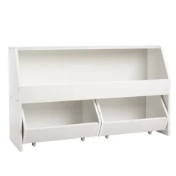 VEVOR Toy Storage Organizer, Wooden Kids Bookshelf with Storage, Toy Storage Cabinet with 2 Mobile Drawers, Kids Storage Organizer for Bedroom, Nursery, Living Room, Entryway, Preschool, White