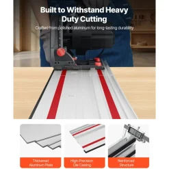 VEVOR Track Saw Guide Rail, 55-Inch Cutting Range, Kit Includes 2 x 27.5 in Aluminum Extruded Guide Rails and 1 Connector, Compatible with Makita, Festool & WEN Track Saws, for Woodworking Projects