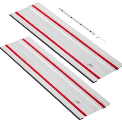 VEVOR Track Saw Guide Rail, 55-Inch Cutting Range, Kit Includes 2 x 27.5 in Aluminum Extruded Guide Rails and 1 Connector, Compatible with Makita, Festool & WEN Track Saws, for Woodworking Projects