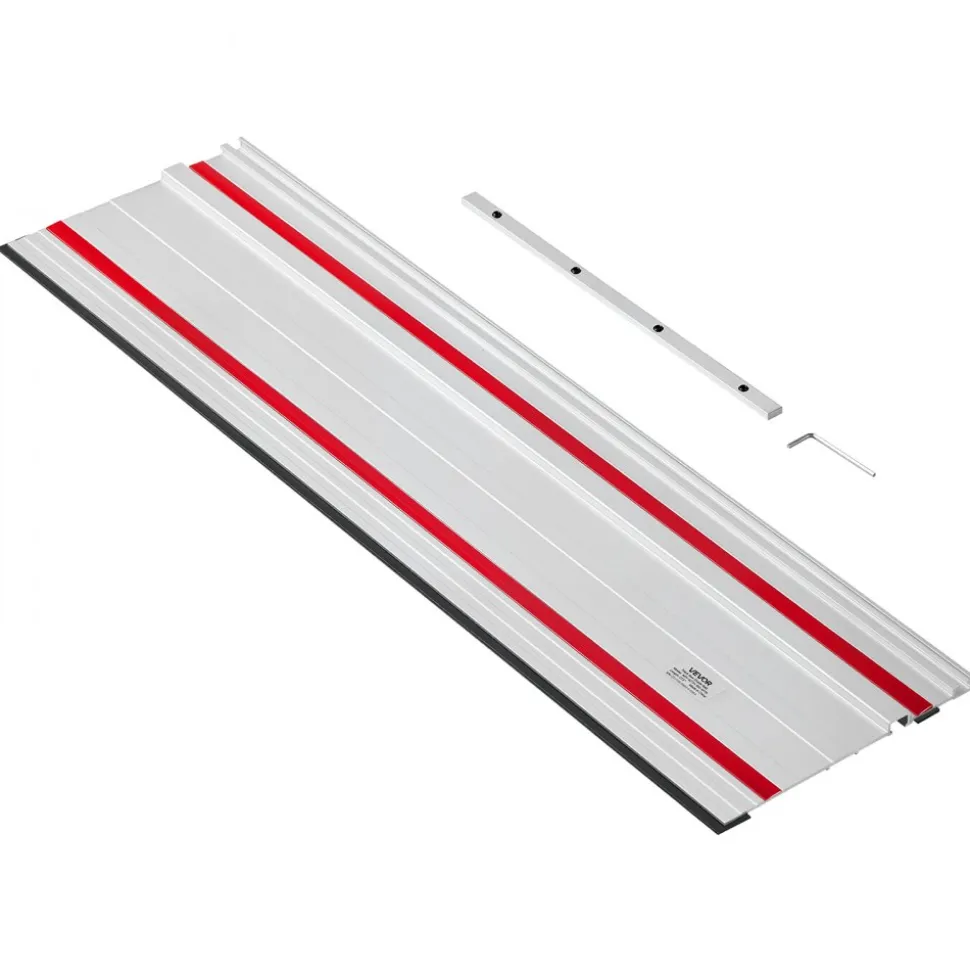 VEVOR Track Saw Guide Rail, 55-Inch Cutting Range, Kit Includes 2 x 27.5 in Aluminum Extruded Guide Rails and 1 Connector, Compatible with Makita, Festool & WEN Track Saws, for Woodworking Projects