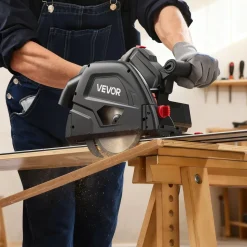 VEVOR Track Saw, 6-1/2-Inch, Plunge-Cut Circular Saw Kit, Tracksaw with 48-Tooth Carbide-Tipped Blade, 0-45° Angle Adjustment, 2.16 in Cutting Depth, for Wood, Plastic, Guide Rail Not Included, Black