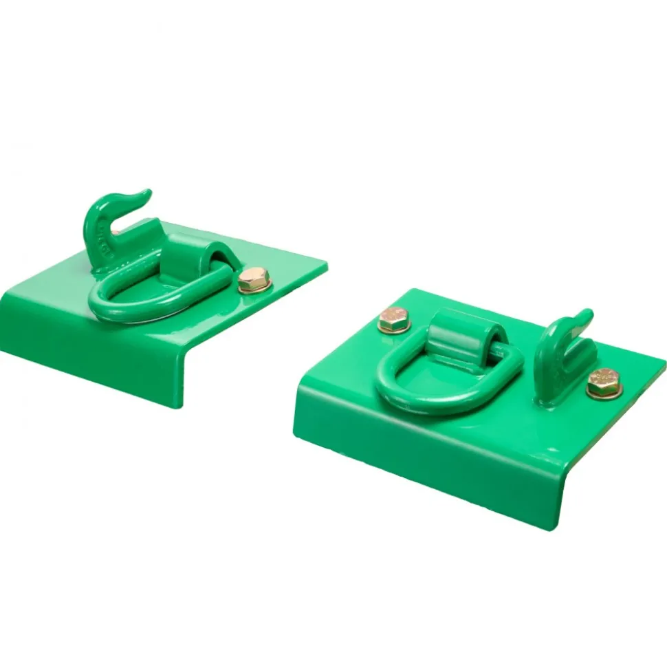 VEVOR 5/16" Tractor Bucket Hook with Tie Down Ring, Grade 70 Forged Steel 2 Pack Bolt-On Grab Hook with Back Plate Compatible for Tractor Bucket RV UTV Truck, Maximum Break Strength 12,000 lbs, Green