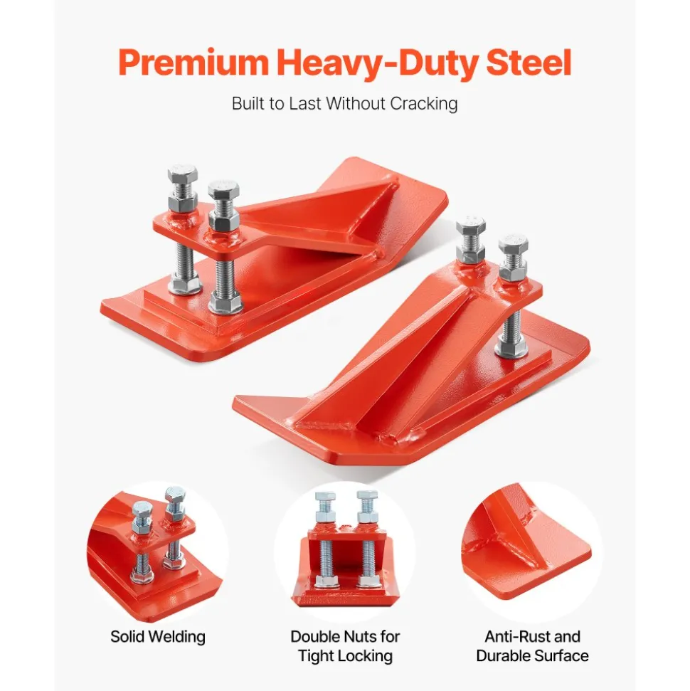 VEVOR Tractor Bucket Protector, 2PCS Heavy Duty Steel Bucket Edge Protectors, Edge Tamer Anti-Skid Device with Double Hexagon Lock Nuts and Bolts, for Snow, Leave Removal & Spreading Gravel (Orange)