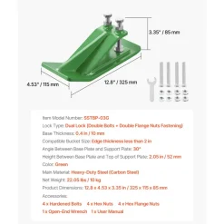 VEVOR Tractor Bucket Protector, 2PCS Heavy Duty Steel Bucket Edge Protectors, Edge Tamer Anti-Skid Device with Double Hexagon Lock Nuts and Bolts, for Snow, Leave Removal & Spreading Gravel (Green)