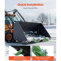 VEVOR Tractor Bucket Protector, 2PCS Heavy Duty Steel Bucket Edge Protectors, Edge Tamer Anti-Skid Device with Double Hexagon Lock Nuts and Bolts, for Snow, Leave Removal & Spreading Gravel (Green)