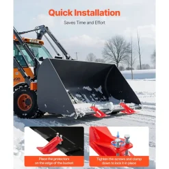 VEVOR Tractor Bucket Protector, 2PCS Heavy Duty Steel Bucket Edge Protectors, Edge Tamer Anti-Skid Device with Double Hexagon Lock Nuts and Bolts, for Snow, Leave Removal & Spreading Gravel (Red)