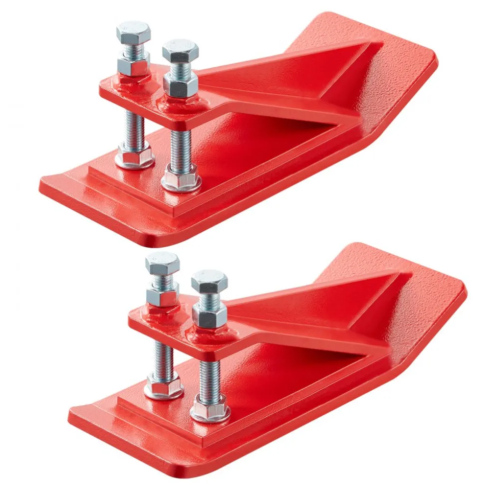 VEVOR Tractor Bucket Protector, 2PCS Heavy Duty Steel Bucket Edge Protectors, Edge Tamer Anti-Skid Device with Double Hexagon Lock Nuts and Bolts, for Snow, Leave Removal & Spreading Gravel (Red)