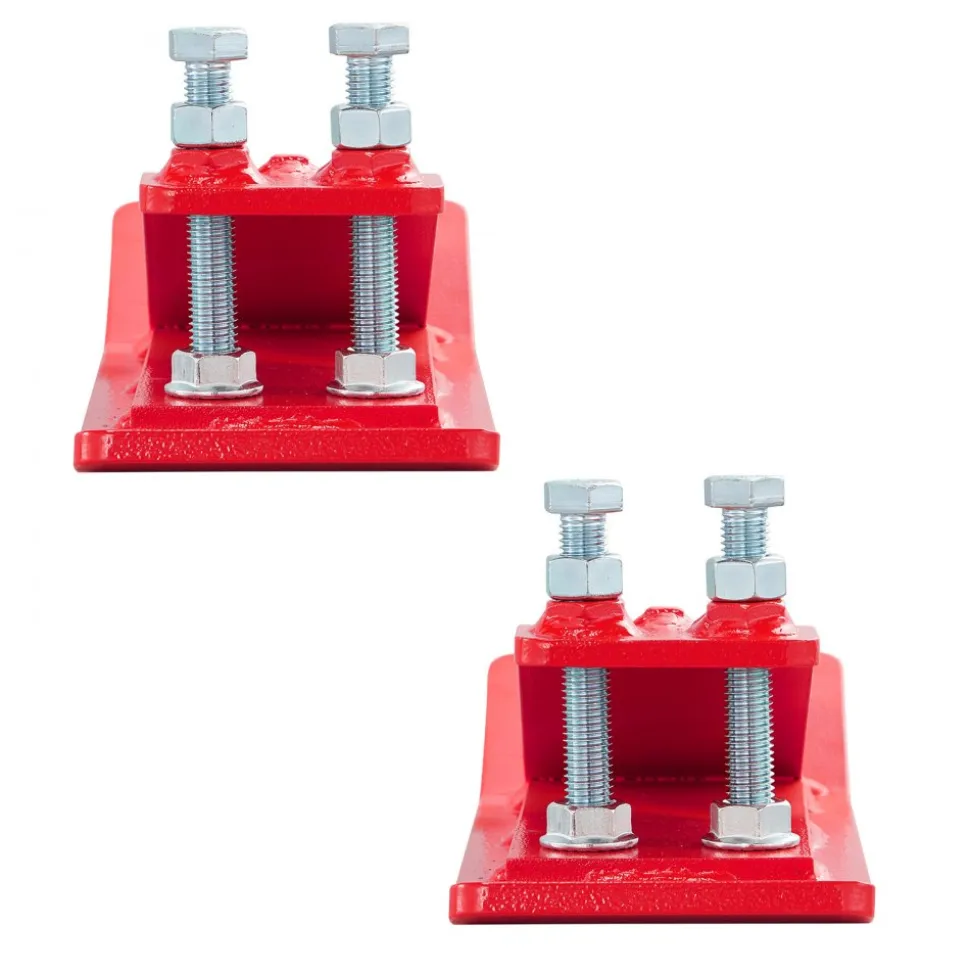 VEVOR Tractor Bucket Protector, 2PCS Heavy Duty Steel Bucket Edge Protectors, Edge Tamer Anti-Skid Device with Double Hexagon Lock Nuts and Bolts, for Snow, Leave Removal & Spreading Gravel (Red)