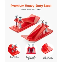 VEVOR Tractor Bucket Protector, 2PCS Heavy Duty Steel Bucket Edge Protectors, Edge Tamer Anti-Skid Device with Double Hexagon Lock Nuts and Bolts, for Snow, Leave Removal & Spreading Gravel (Red)