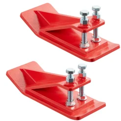 VEVOR Tractor Bucket Protector, 2PCS Heavy Duty Steel Bucket Edge Protectors, Edge Tamer Anti-Skid Device with Double Hexagon Lock Nuts and Bolts, for Snow, Leave Removal & Spreading Gravel (Red)